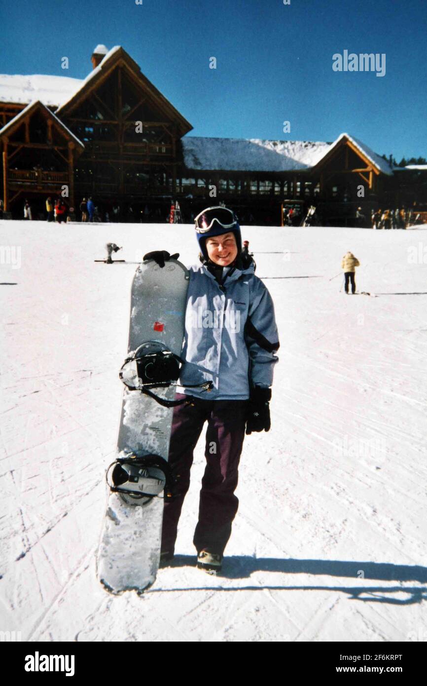 Teresa Cornell concorrente nel Transplant Games, snowboard in Canada copia pix David Sandison Foto Stock