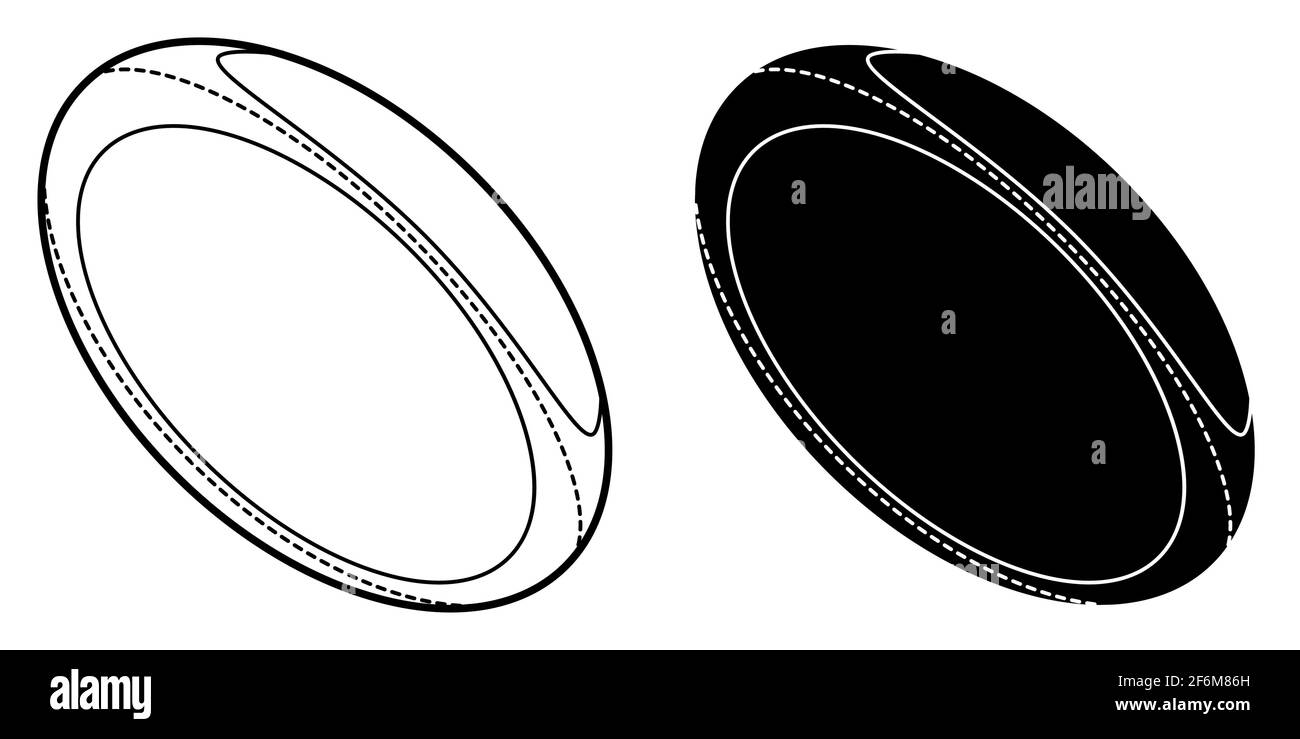Palla sportiva per giocare a rugby icona. Sport di squadra. Stile di vita attivo. Vettore isolato in bianco e nero Illustrazione Vettoriale