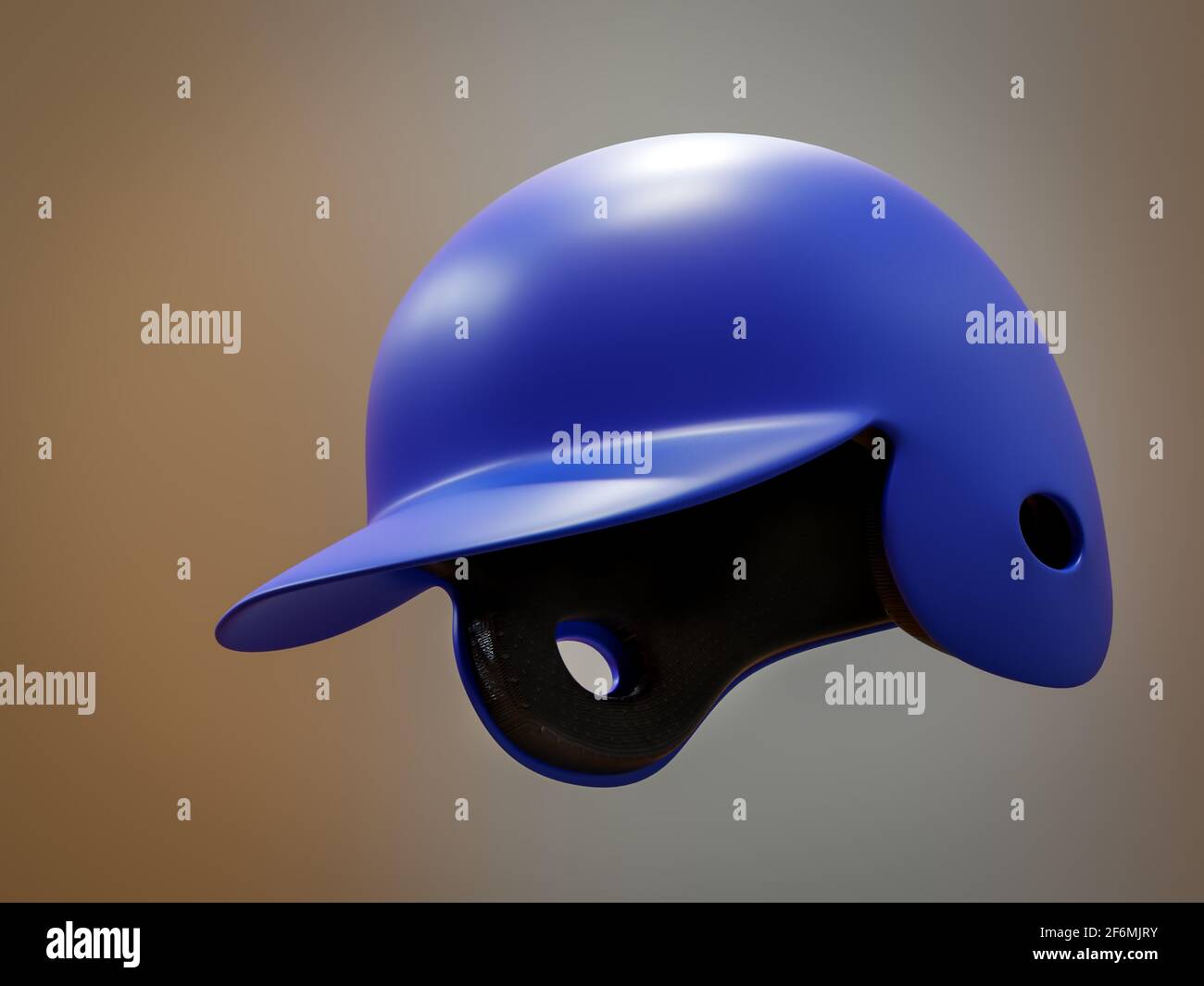 Casco da baseball blu girato su sfondo sfocato Foto Stock