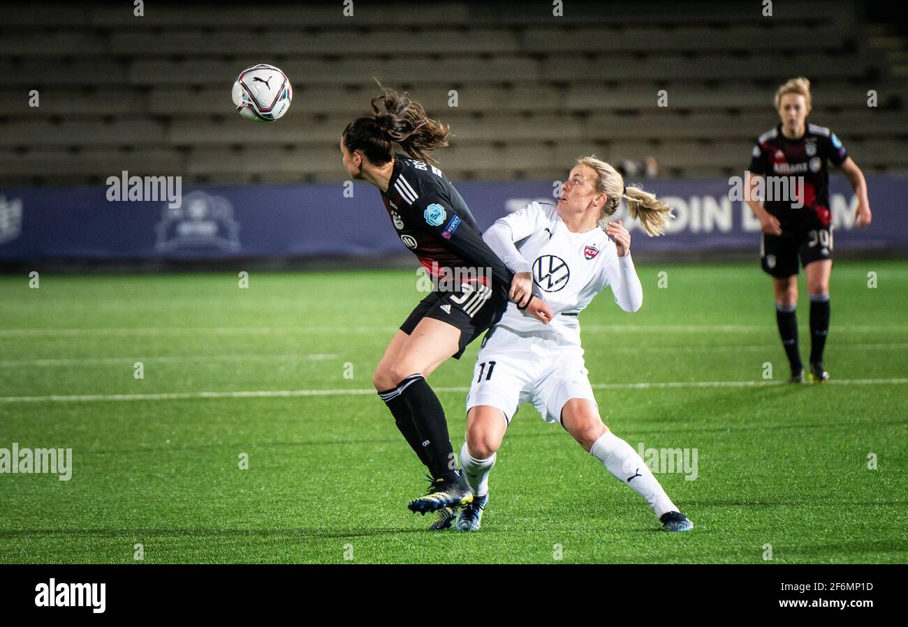 Malmö, Svezia. 1 Aprile 2021. Mimmi Larson (11) del FC Rosengard visto nella seconda tappa delle quarti di finale della UEFA Women's Champions League a Malmö Idrottsplats a Malmö, Svezia. (Photo Credit: Gonzales Photo/Alamy Live News Foto Stock