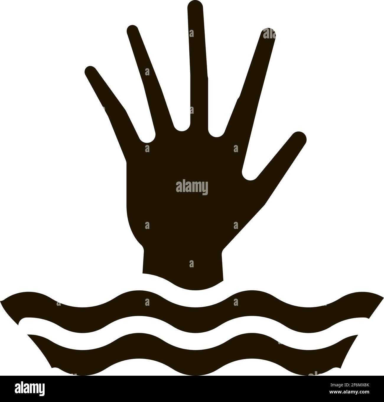 Salvataggio dell'icona di un uomo che affonda l'illustrazione di Vector Glyph Illustrazione Vettoriale