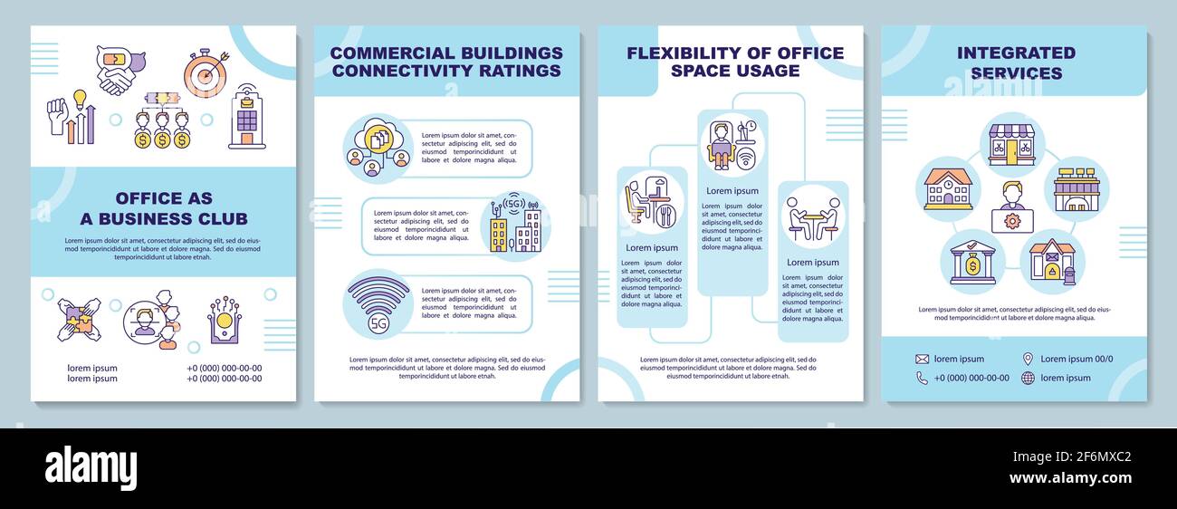 Modello di brochure Office as business club Illustrazione Vettoriale