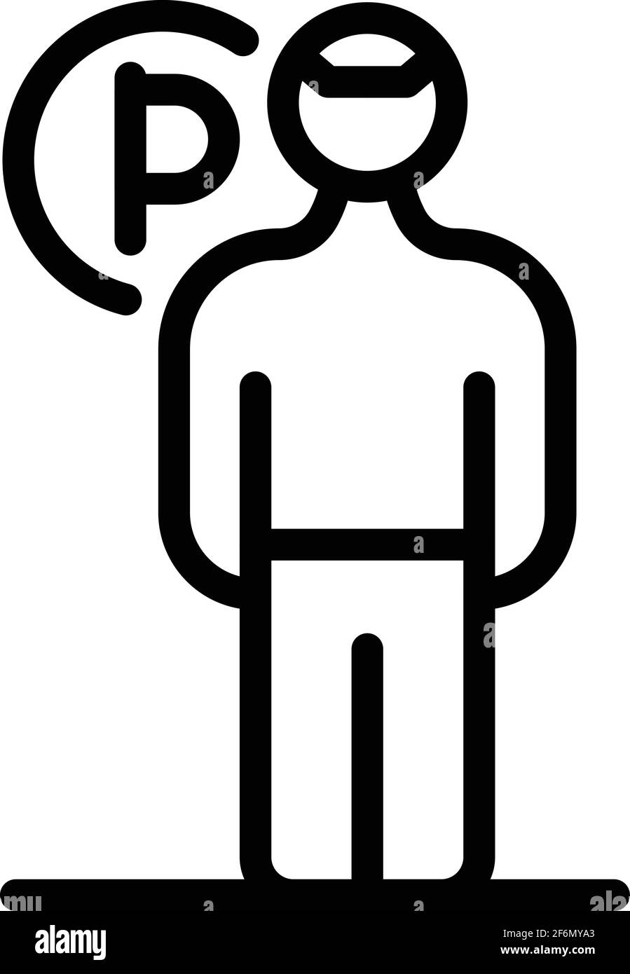 Icona del lavoratore di parcheggio. Icona vettoriale per il disegno del Web isolata su sfondo bianco Illustrazione Vettoriale