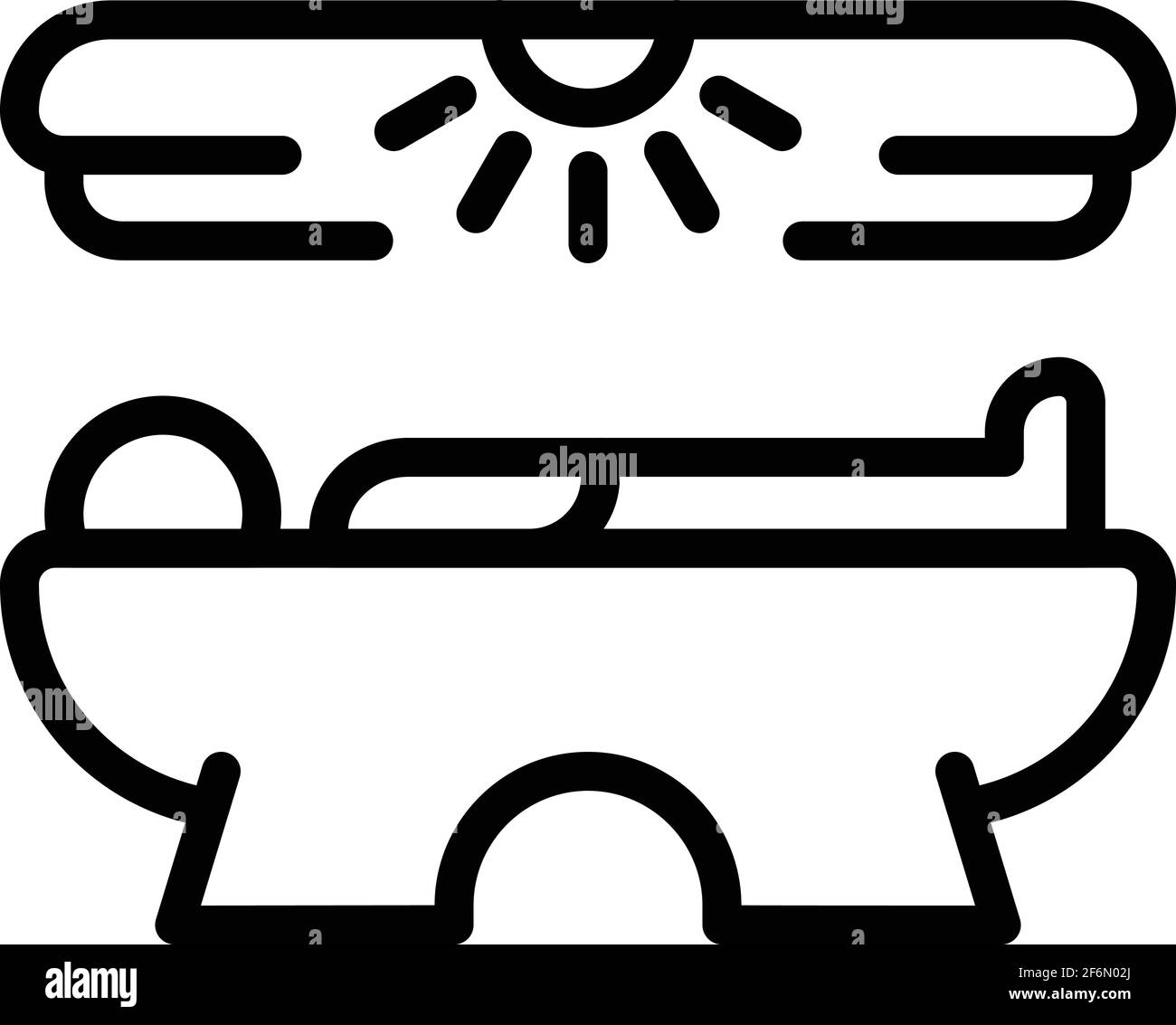 Icona solarium. Contorno icona vettore solarium per web design isolato su sfondo bianco Illustrazione Vettoriale