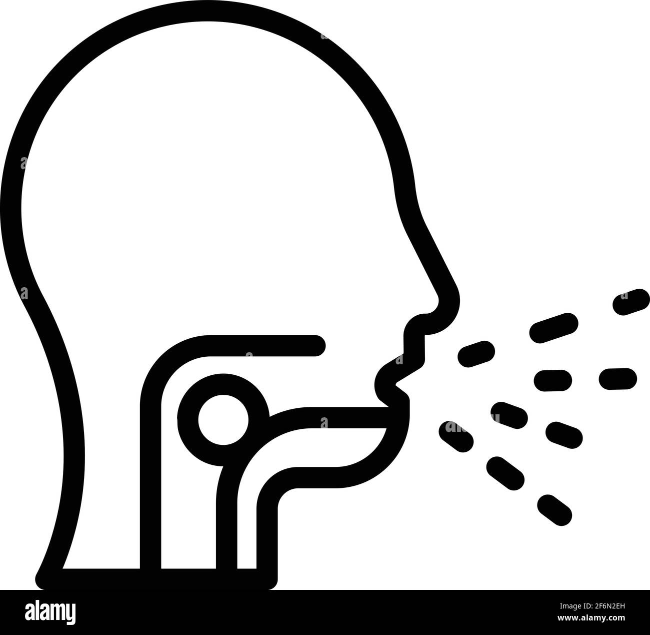 Icona tosse. Icona vettoriale tosse contorno per il web design isolato su sfondo bianco Illustrazione Vettoriale