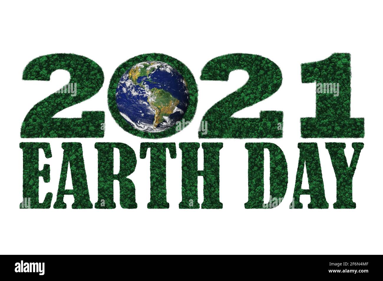 Earth Day anno 2021 a forma di foresta albero vista aerea superiore con terra blu. Elementi di questa immagine utilizzati con il permesso della NASA imagery https: Foto Stock