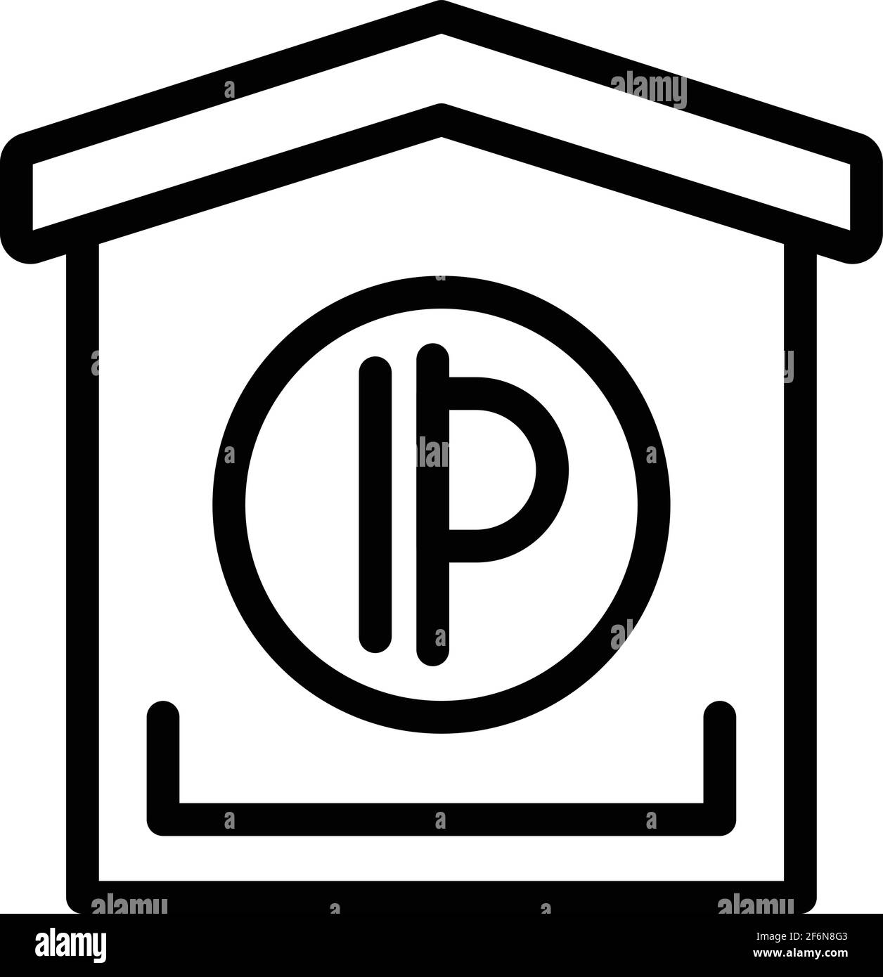 Icona parcheggio carport. Icona vettoriale per il parcheggio del profilo per il web design isolato su sfondo bianco Illustrazione Vettoriale