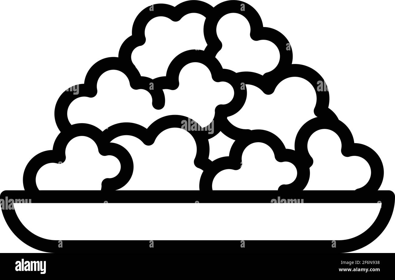 Icona della piastra popcorn. Icona vettoriale della piastra popcorn per il disegno del web isolata su sfondo bianco Illustrazione Vettoriale