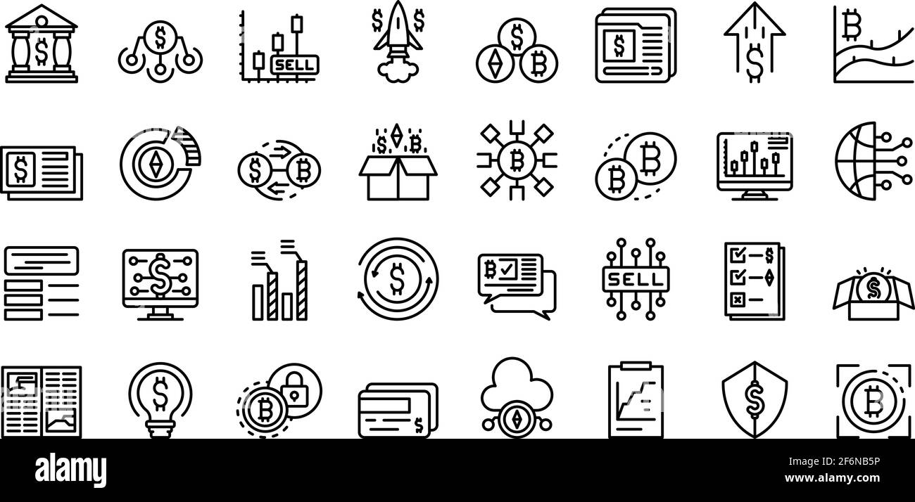 Set di icone dei mercati emergenti. Insieme di icone vettoriali di mercato emergenti per il web design isolato su sfondo bianco Illustrazione Vettoriale