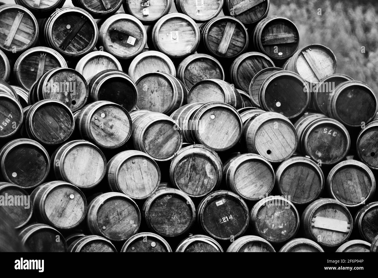 Barili di whisky, cooperage di Speyside, Craigellachie Foto Stock