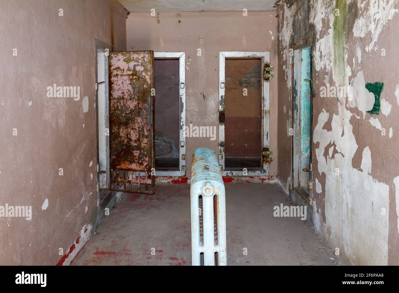 All'interno del vecchio Idaho Penitenziario sito pre-coloniale prigione a Boise Idaho prigione per prigionieri condannati Foto Stock