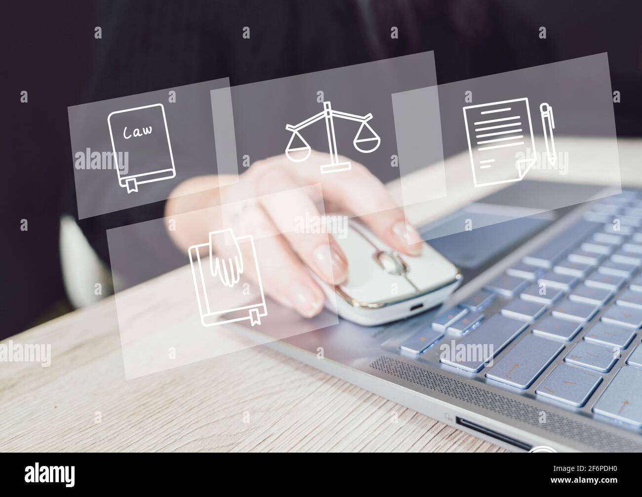 Regole di conformità e concetto di politica di regolamentazione della legge sullo schermo virtuale. Icone di legge sullo schermo virtuale. Foto Stock