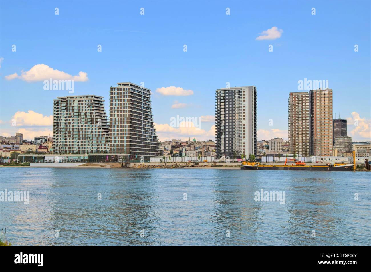 Belgrado Waterfront architettura e vista sul fiume, Serbia, maggio 2019. Foto Stock