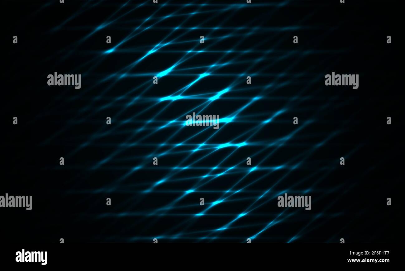 Sfondo blu scuro con griglia di colori al neon, sfondo futuristico con tecnologia moderna e scura. Sfondo blu marino. Modello di disegno vettoriale. Illustrazione Vettoriale