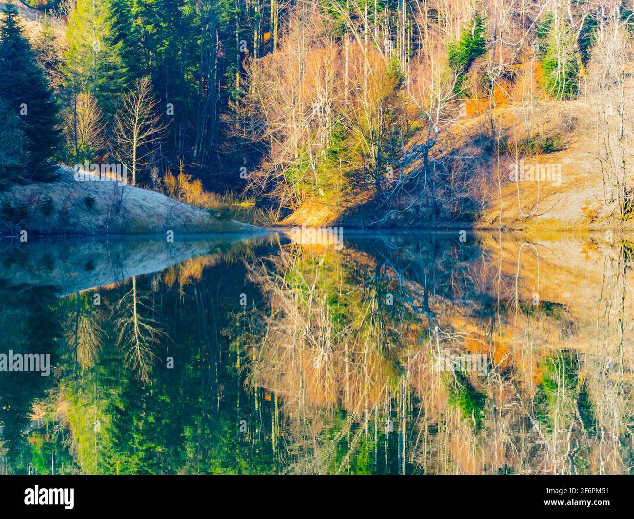 Zen zen splendidi colori vibranti idilliaco notevole attraente Lokve lago in Croazia Europa Foto Stock