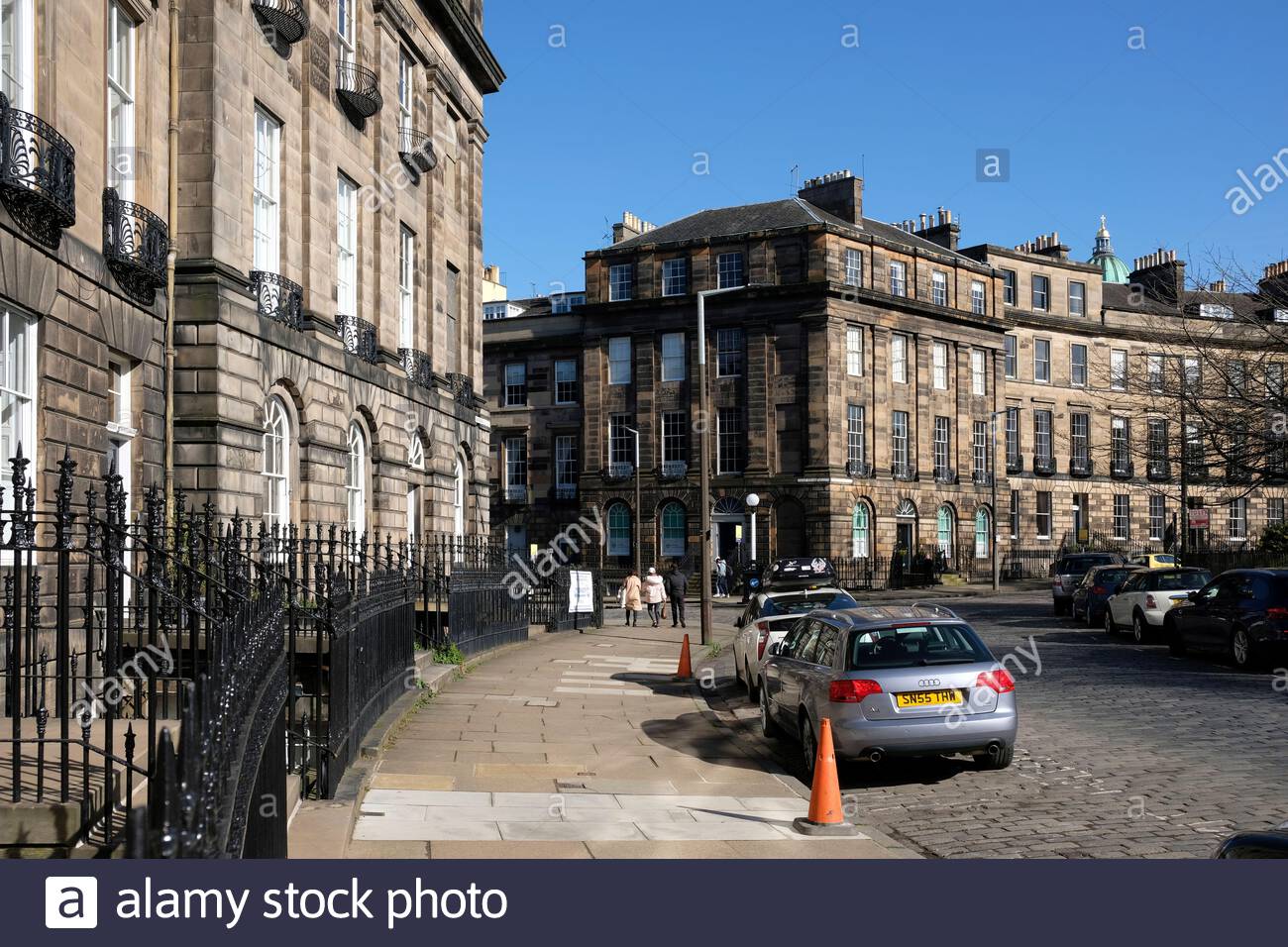 Randolph Crescent e Great Stuart Street, Edinburgh New Town Streets, alloggi di lusso, Edimburgo, Scozia Foto Stock