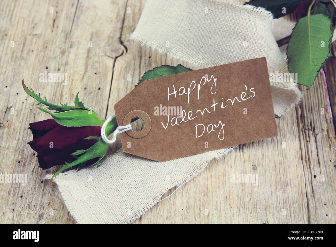 etichetta con il giorno di buon san valentino scritto su di esso Foto Stock