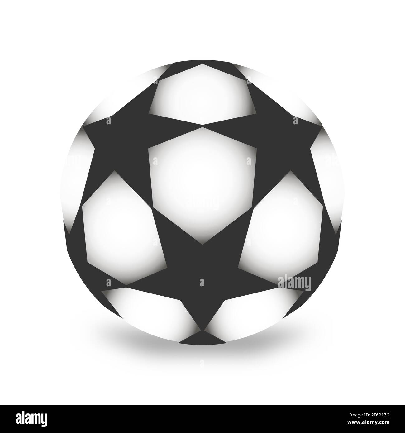 Bianco e nero palla calcio isolati su sfondo bianco. Attrezzature sportive di elemento di design, illustrazione vettoriale. Illustrazione Vettoriale