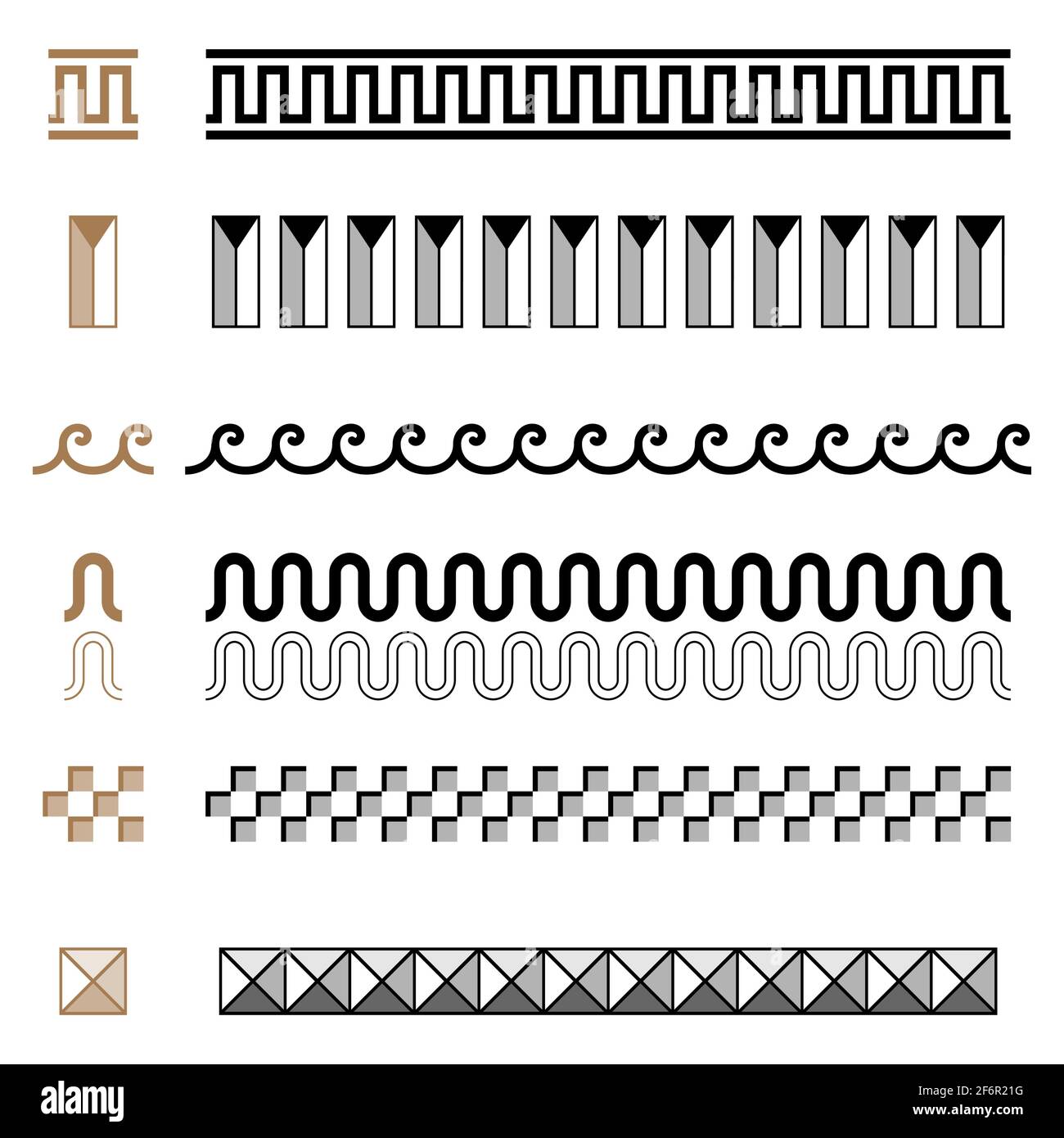 Antico greco senza giunture ornamento costruttore bordi cornici set di modelli Illustrazione Vettoriale