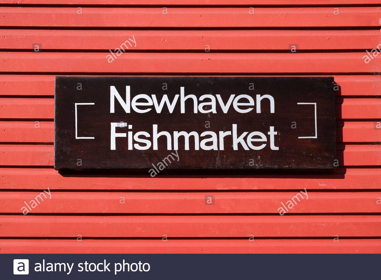 Newhaven Fishmarket segno, Edimburgo, Scozia Foto Stock
