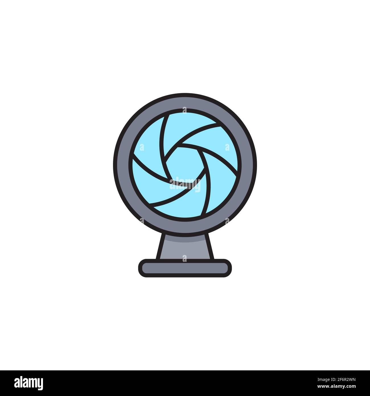 Sfondo isolato dell'icona della webcam. Videocamera per chat. Icona della webcam. Illustrazione Vettoriale