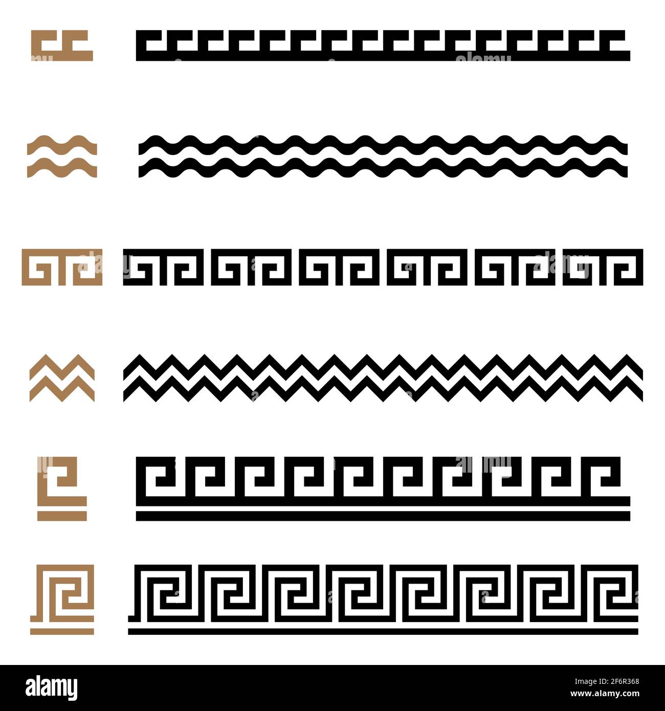 Antico greco senza giunture ornamento costruttore bordi cornici set di modelli Illustrazione Vettoriale