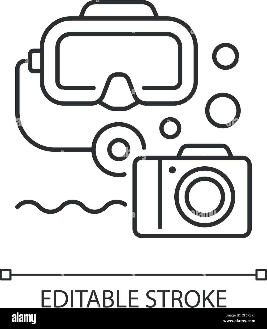 Icona lineare della fotografia subacquea Illustrazione Vettoriale