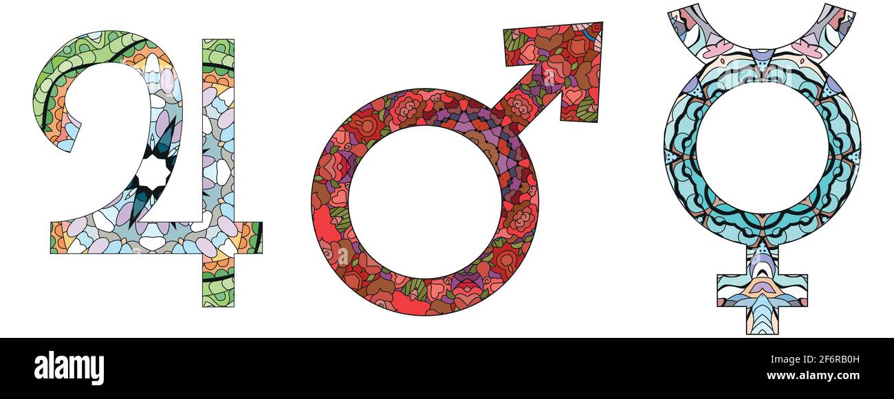 Segni astronomici, astrologia concetto art. Tattoo design. Giove, MARTE e Mercurio Illustrazione Vettoriale