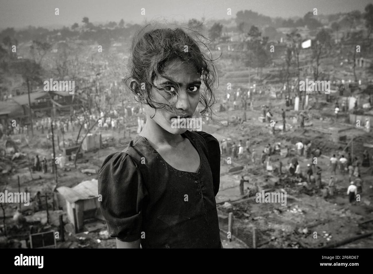 Rohingya campo fuoco Foto Stock