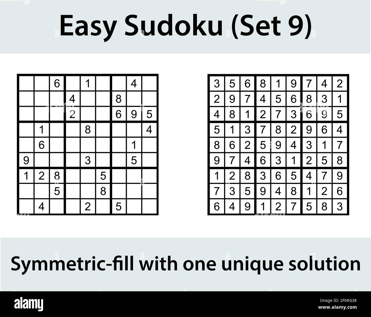 Vettore Sudoku puzzle con soluzione - facile livello di difficoltà Illustrazione Vettoriale