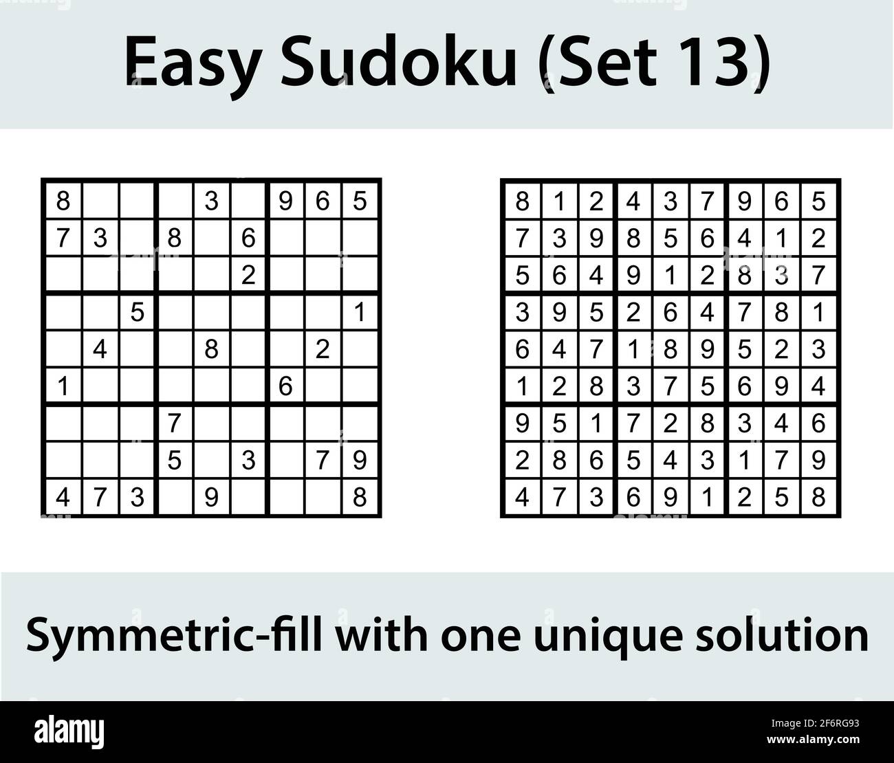 Vettore Sudoku puzzle con soluzione - facile livello di difficoltà Illustrazione Vettoriale