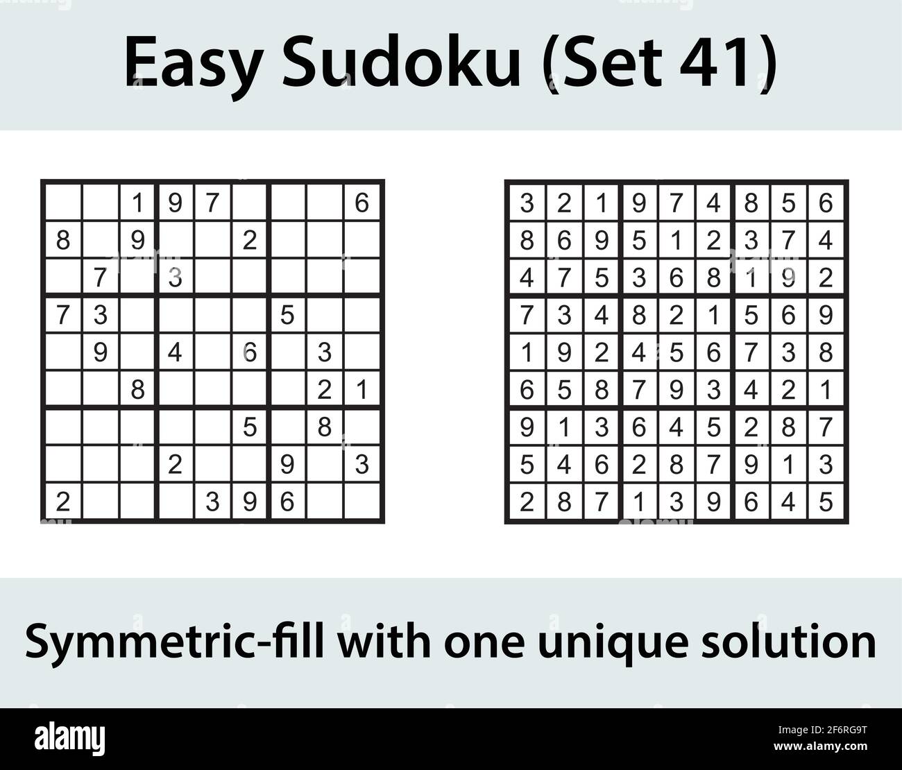 Vettore Sudoku puzzle con soluzione - facile livello di difficoltà Illustrazione Vettoriale