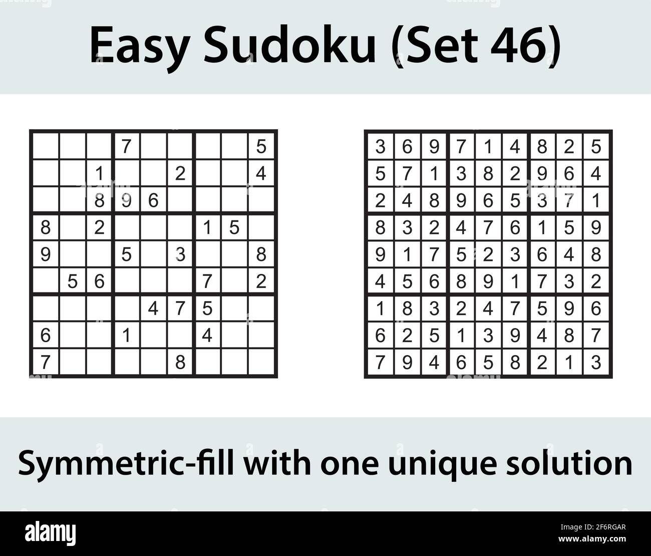 Vettore Sudoku puzzle con soluzione - facile livello di difficoltà Illustrazione Vettoriale