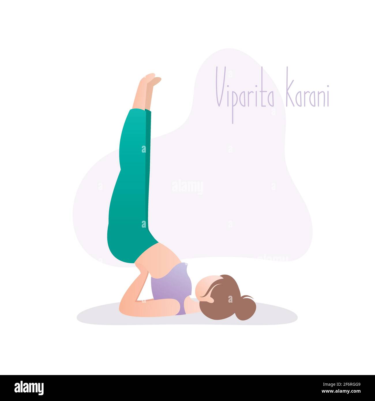 Ragazza che fa yoga posa, gambe sulla parete posa o Viparita Karani asana o mudra in hatha yoga, illustrazione vettoriale in trendy stile Illustrazione Vettoriale