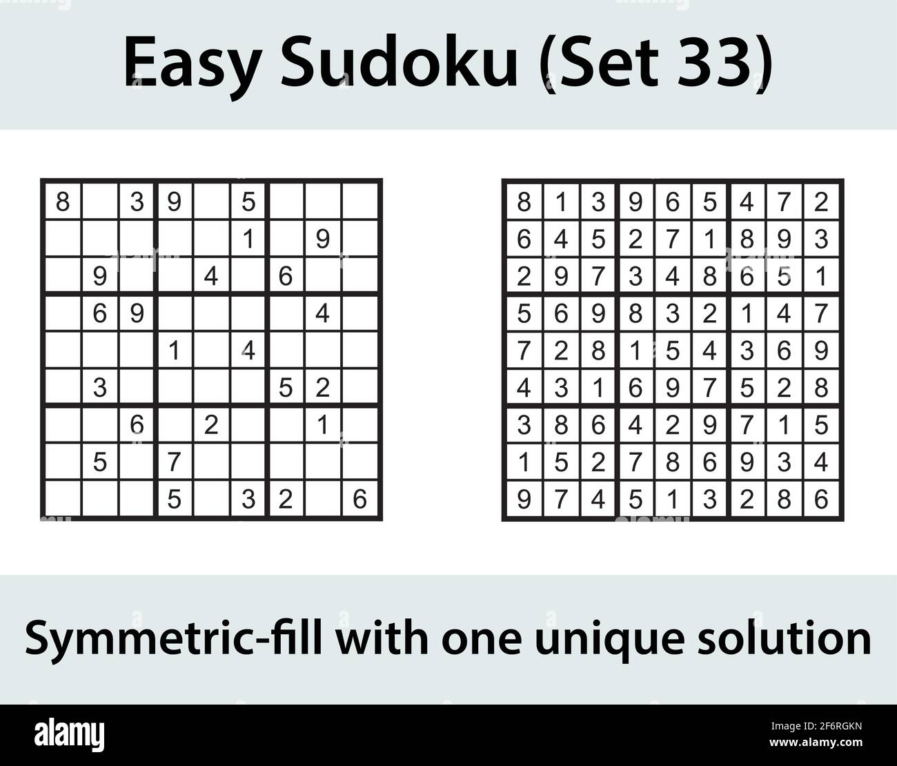 Vettore Sudoku puzzle con soluzione - facile livello di difficoltà Illustrazione Vettoriale