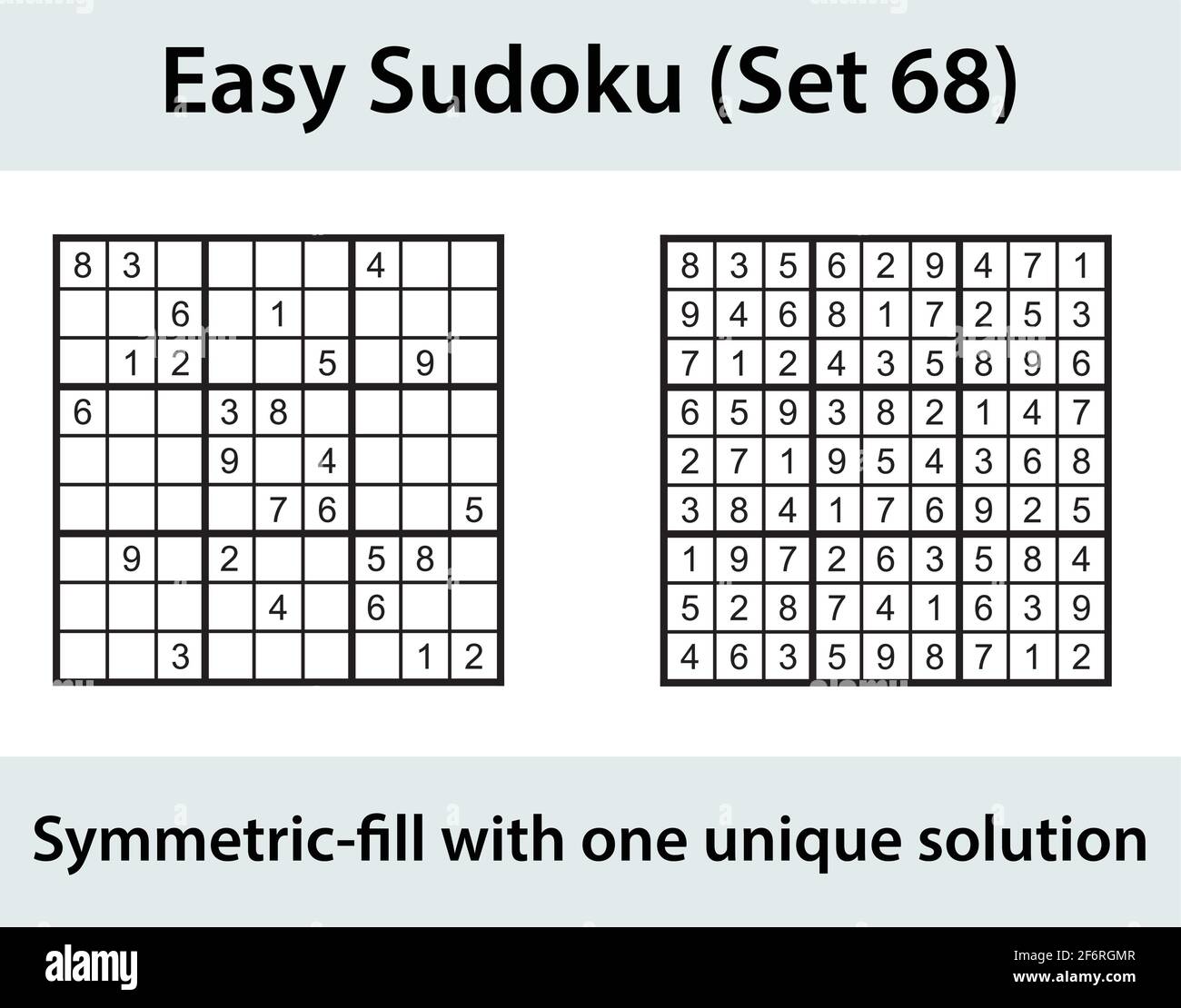 Vettore Sudoku puzzle con soluzione - facile livello di difficoltà Illustrazione Vettoriale