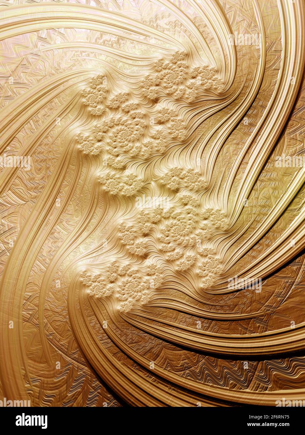 Illustrazione astratta dell'arte frattale digitale in bianco e nero, effetto stucco con fiori Foto Stock