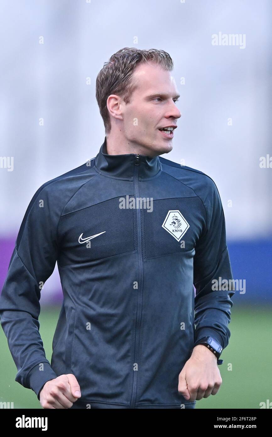 AMSTERDAM, PAESI BASSI - 2 APRILE: arbitro sjoerd Nanninga durante la partita olandese di Keukenkampioendivision tra Ajax U23 e NAC Breda al De Foto Stock