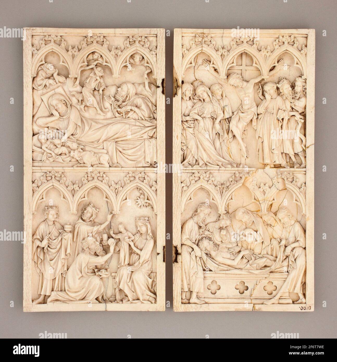 Dittico con scene della vita di Cristo - 1340/60 - Francese, Parigi. Avorio. 1340'1360. Francia. Foto Stock