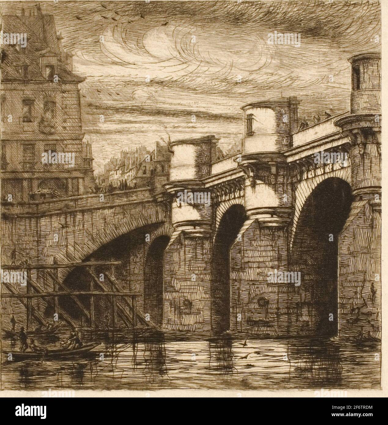 Charles Meryon. Pont-Neuf, Paris-1853-Charles Meryon francese, 1821-1868.  Incisione e cartongesso su carta avorio. Francia Foto stock - Alamy