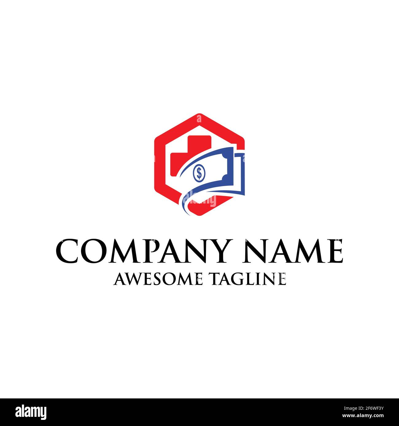 logo simbolo di finanziamento sanitario. logo finanziario sano. logo vettoriale medico. simbolo a croce, farmacia, logo medico. vettore eps 10 Illustrazione Vettoriale