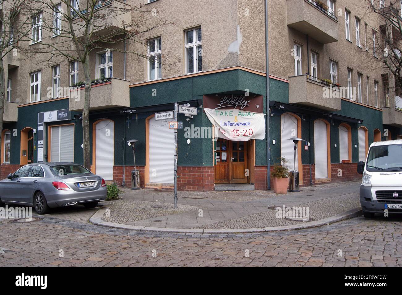 Cafe Barfly a Berlino-Spandau während der Corona-Pandemie Foto Stock