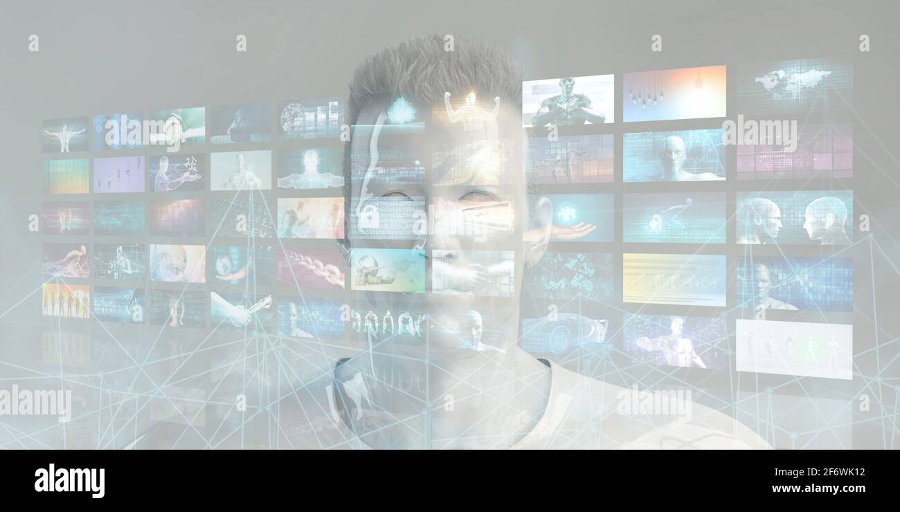 Contenuto multimediale digitale su Internet o Web Foto Stock