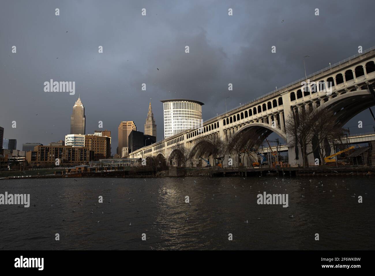 Skyline di Cleveland, ohio Foto Stock