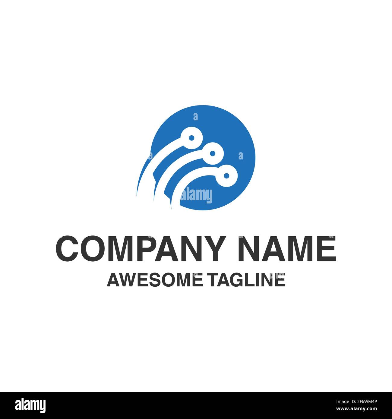 logo della tecnologia astratto a linee circolari. logo della tecnologia informatica. modello di logo pronto per l'uso Illustrazione Vettoriale