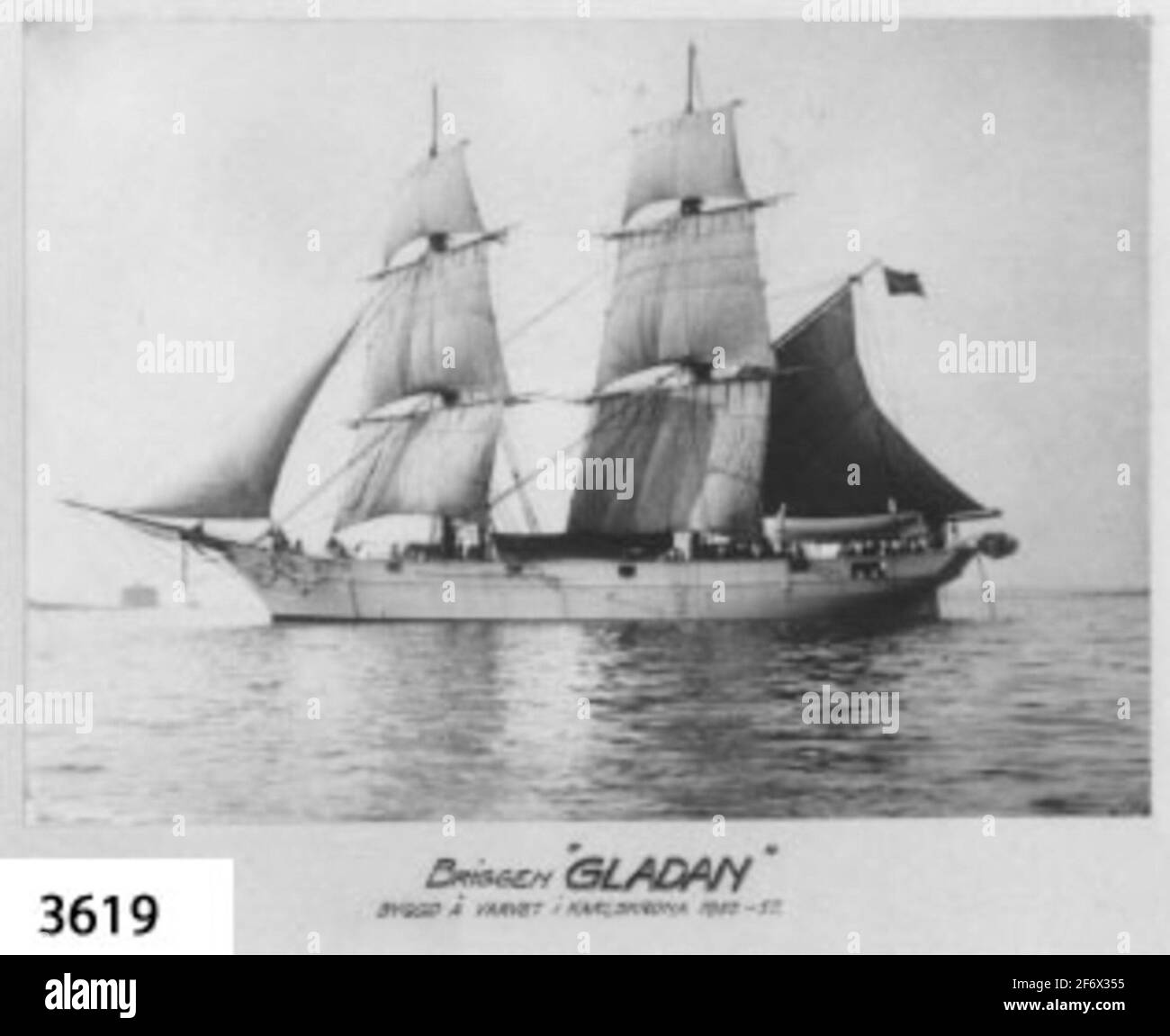 Fotografia.Fotografia, in vetro e cornice, di brig 'felice' sotto vela.la nave costruita sul cantiere a Karlskrona nel 1855-57.upplagad nel 1929 dal partito di artiglieria.la nave costruita sul cantiere a Karlskrona nel 1855-57. Foto Stock