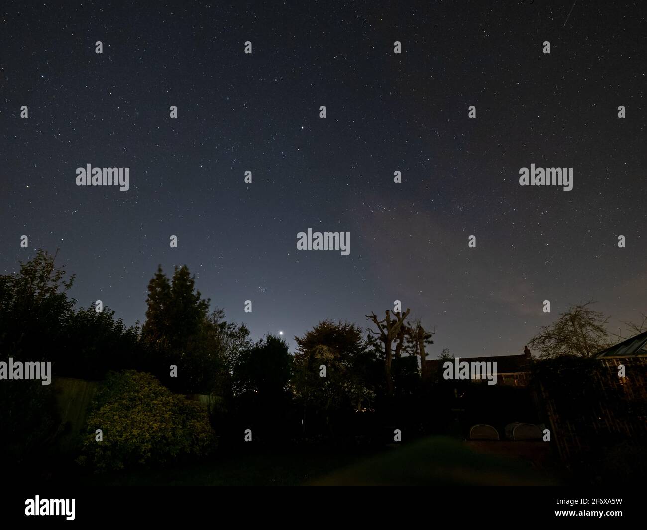 Cielo stellato con il pianeta Venere e le Pleiades appena sopra. Foto Stock