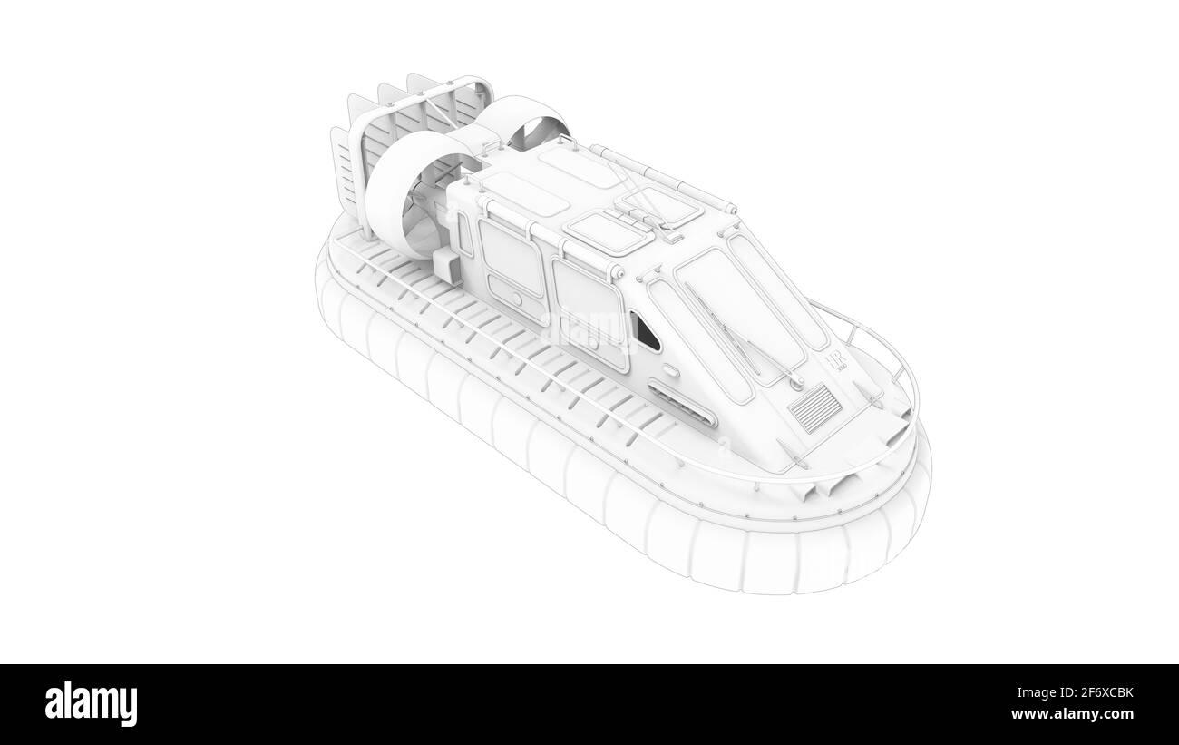 Rendering 3D di un veicolo hovercraft isolato su sfondo bianco Foto Stock