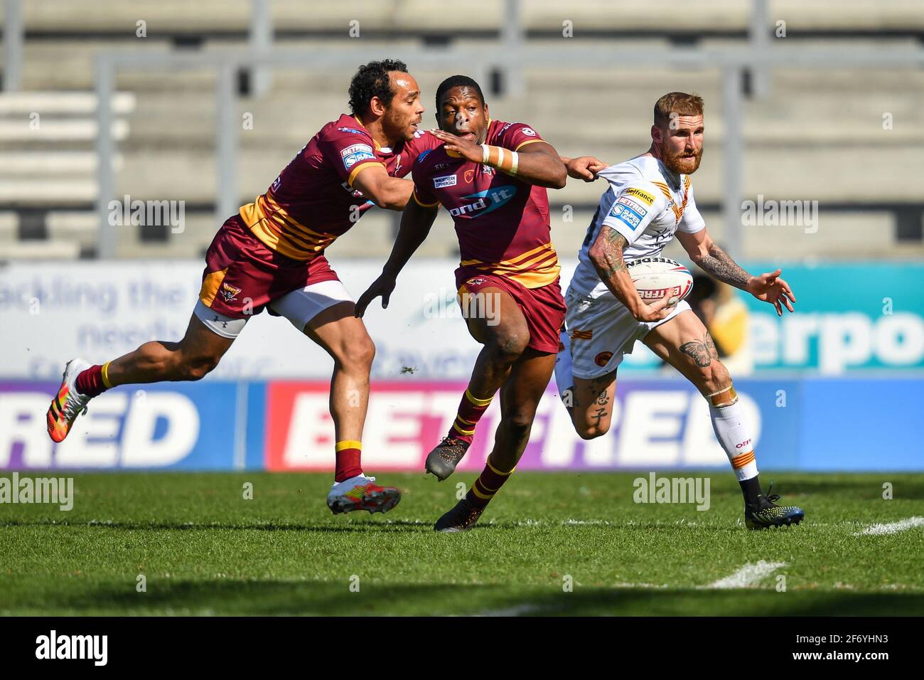 Sam Tomkins (29) di Catalans Dragons fa una pausa in , il 4/3/2021. (Foto di Craig Thomas/News Images/Sipa USA) Foto Stock