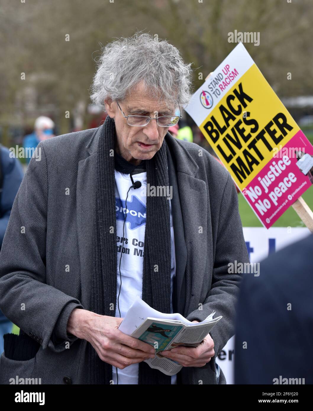 Londra, Regno Unito. 3 Aprile 2021. Piers Corbyn. Uccidete i manifestanti Bill nel centro di Londra. Manifestanti a Hyde Park. Credit: Matthew Chpicle/Alamy Live News Foto Stock